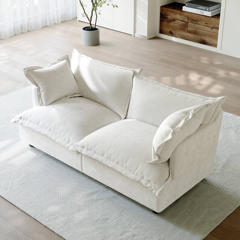 80"W Upholstered Chenille Comfy Cloud Couch Modular Sectional Sofa