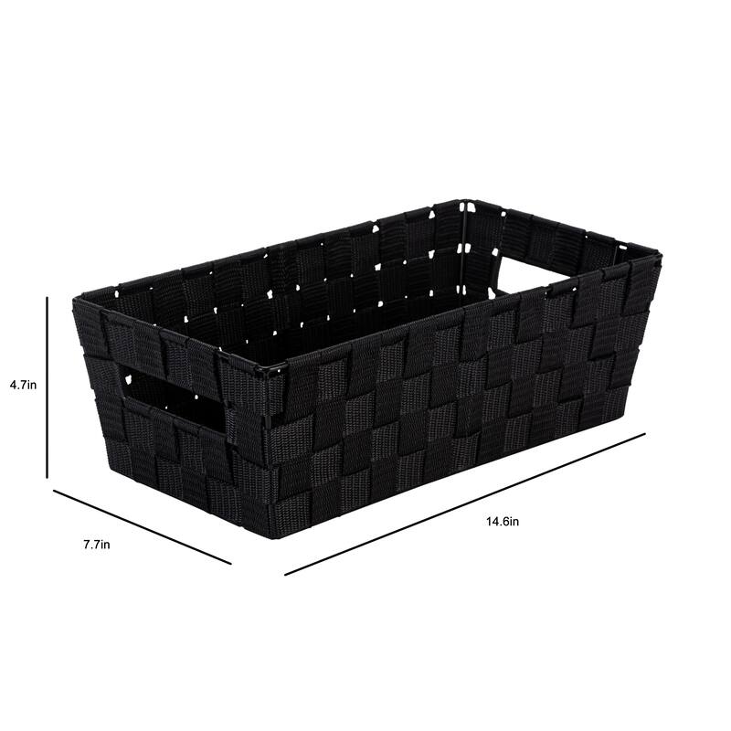 Simplify Medium Woven Strap Shelf Tote in Black - 14.6" x 7.7" x 4.7"