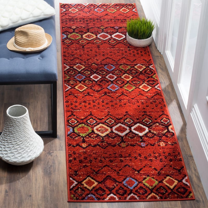SAFAVIEH Amsterdam Bridget Moroccan Boho Rug - 2'3" x 8' Runner - Terracotta/Multi - Runner