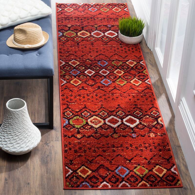 SAFAVIEH Amsterdam Iskra Moroccan Boho Rug - 2'3" x 6' Runner - Terracotta/Multi