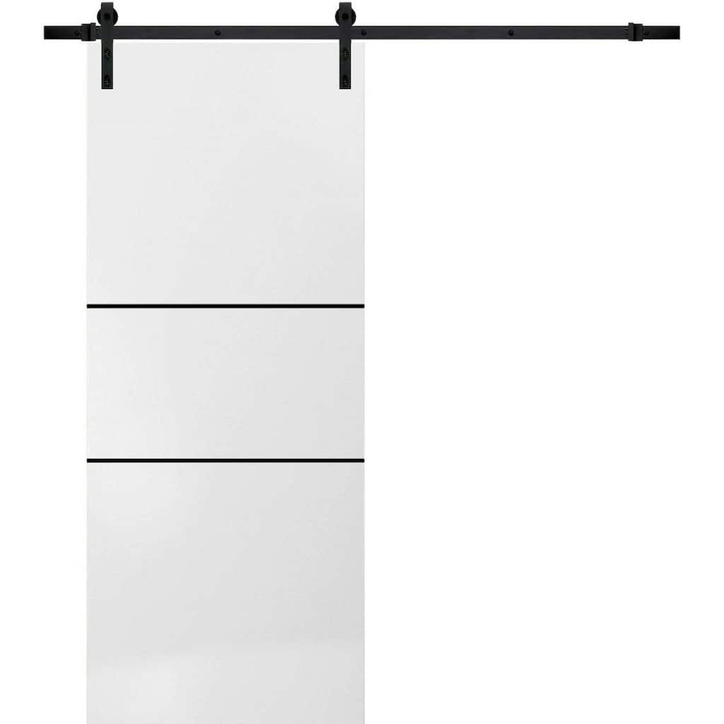 Sturdy Barn Door 36 x 80 Planum 0014 White Silk with 6.6FT