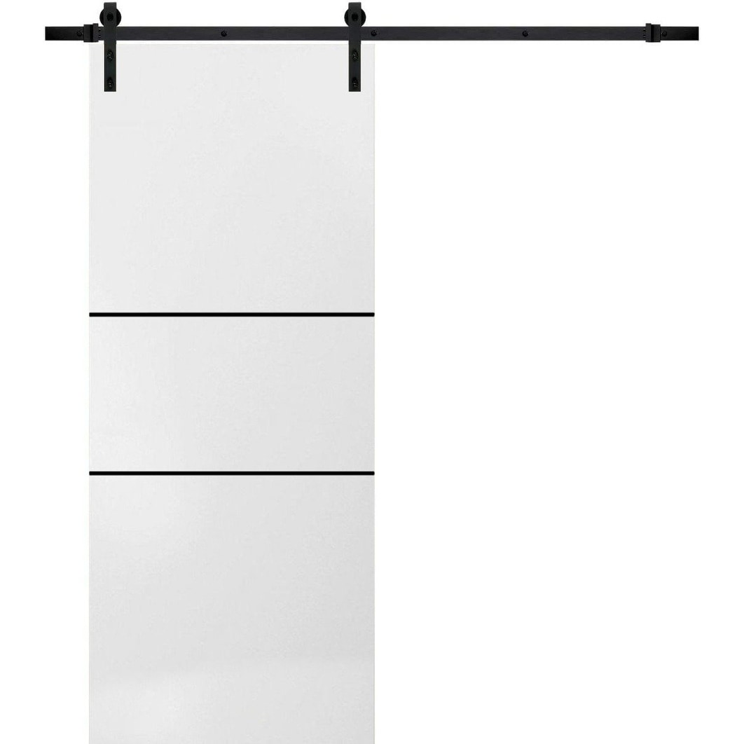 SartoDoors Planum 0014 | Bedroom Door Barn Door | Solid Wood | Hardware Set | 36x80, White Silk Bathroom Door Pantry Door