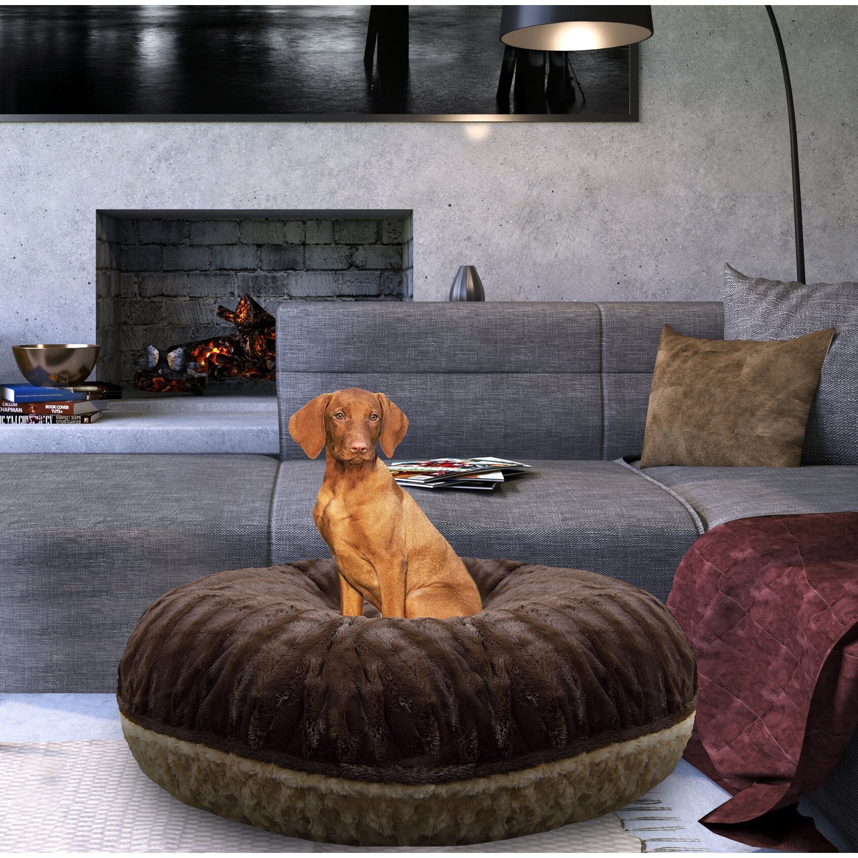 Shop Black Friday Deals On Bessie And Barnie Signature Godiva Brown Camel Rose Luxury Extra Plush Faux Fur Bagel Pet Dog Bed On Sale Overstock 17630005