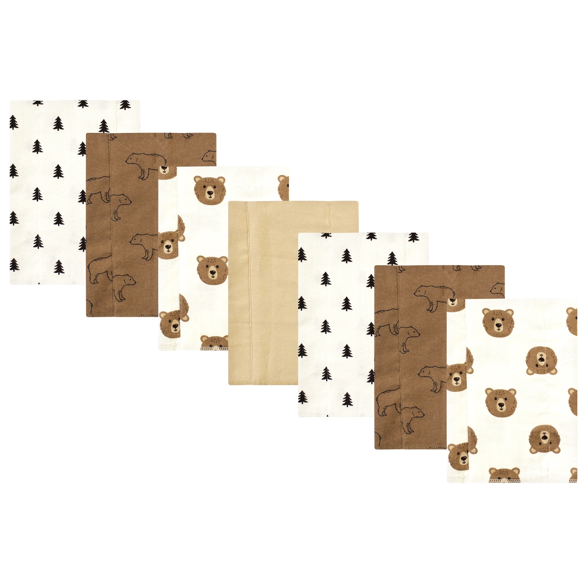 Hudson Baby Cotton Flannel Burp Cloths, Brown Bear 7 Pack, One Size - Brown Bear 7 Pack - One Size