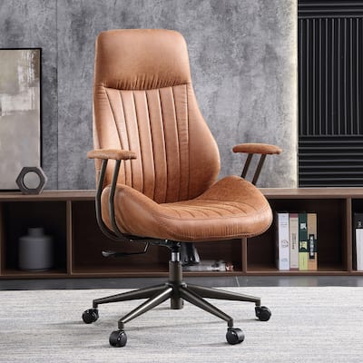 OVIOS Suede Fabric Ergonomic Office Chair High Back Lumbar Support