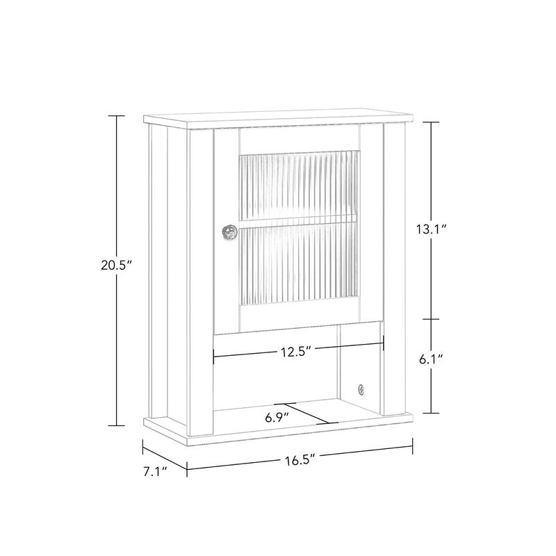 RiverRidge Prescott Single Door Bathroom and Laundry Wall Mount Storage Medicine Cabinet with Open and Adjustable Shelf - White
