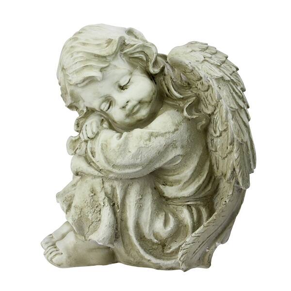 Shop 9 5 Ivory Distressed Finish Resting Cherub Angel Outdoor