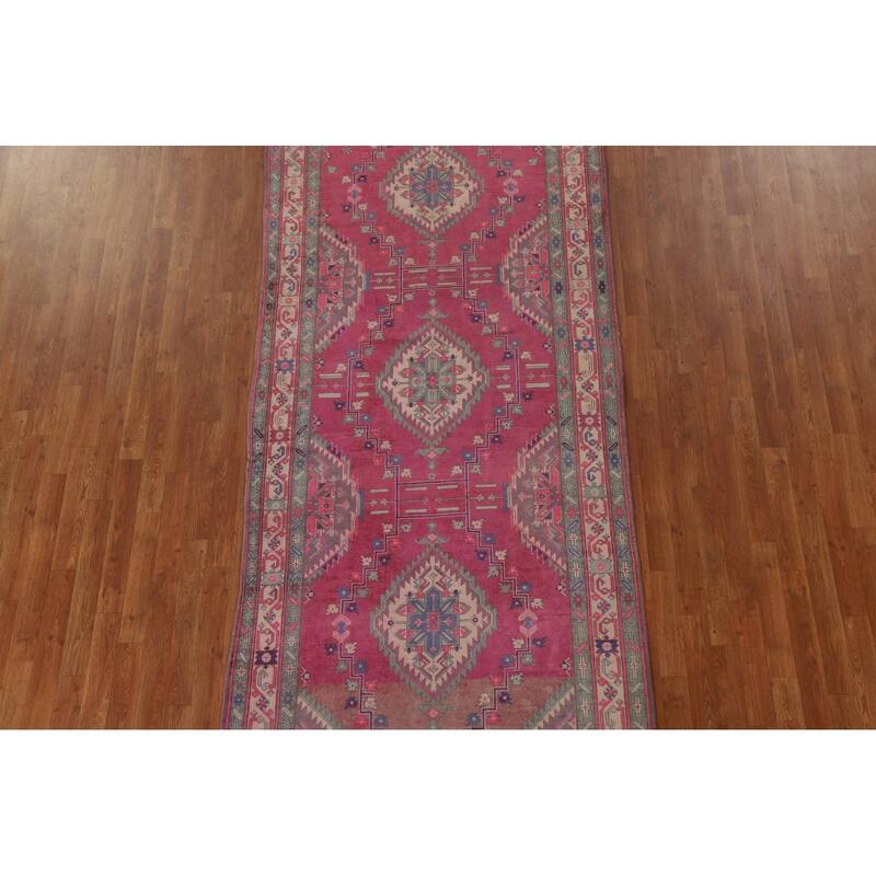 Tabriz Persian Vintage Runner Rug Handmade Wool Carpet - 4'5" x 10'9"