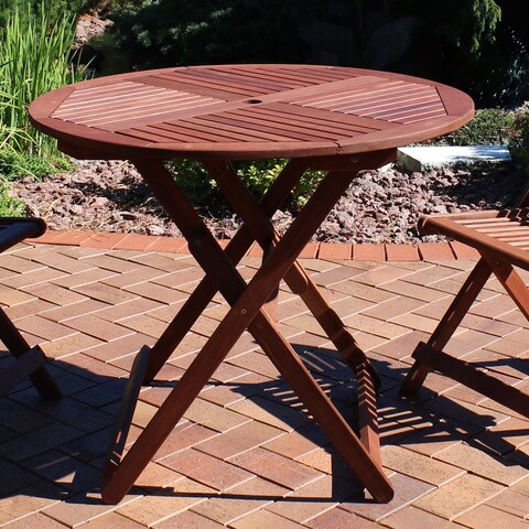 Sunnydaze Meranti Wood Folding Round Table