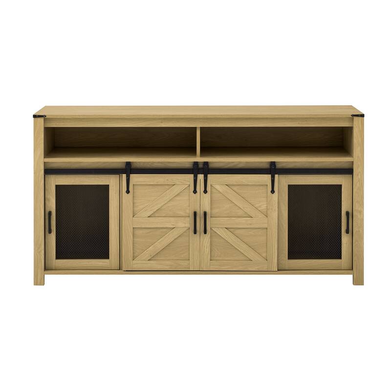 59.3" Sliding Barn Door Sideboard with Mesh Panels