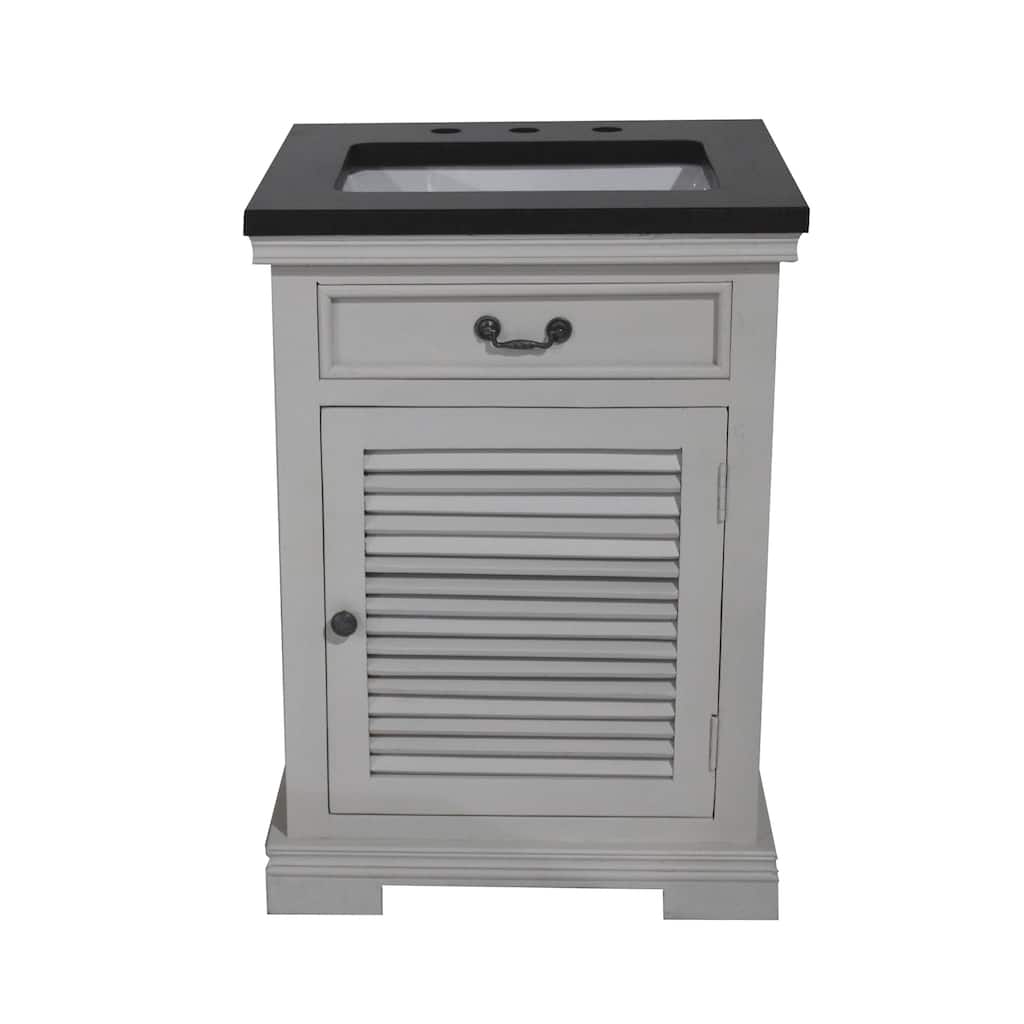 24" Single door Vanity in White finish and Black granite top