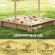 preview thumbnail 31 of 32, Outsunny Kids Sandbox with Cover, Outdoor Wooden Sandbox with Canopy - 41.75" x 41.75" x 47.75"