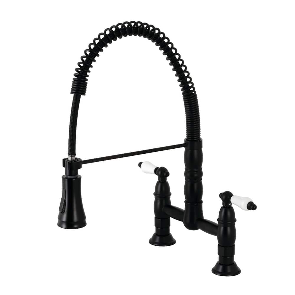 Kingston Brass Heritage Two-Handle Deck-Mount Pull-Down Sprayer Kitchen Faucet