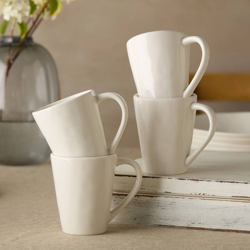 Certified International Linen Cream 18 oz. Mugs,Set of 4 - 5.5"W x 4"D x 5"H