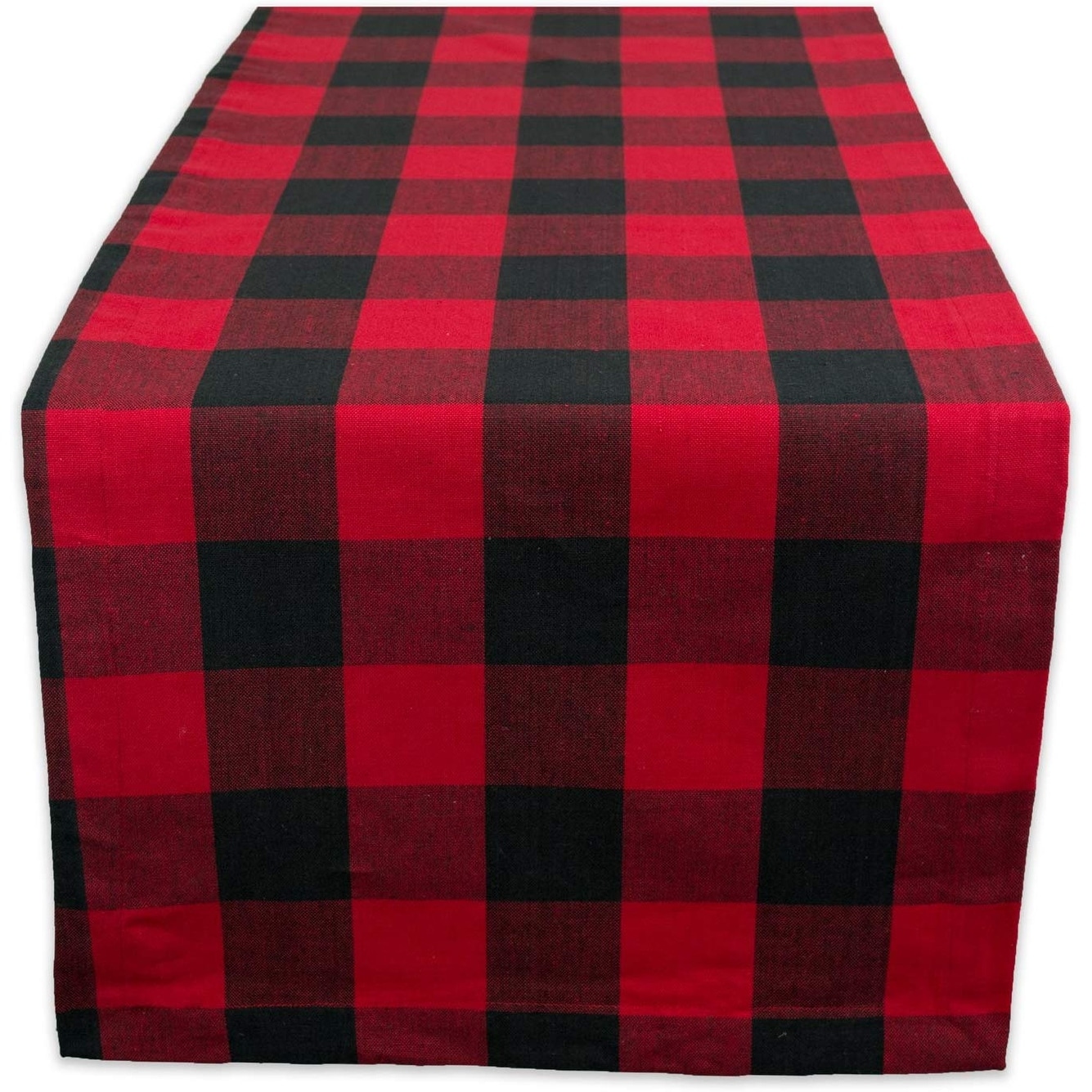 DII Cotton Buffalo Check Table Runner for Family Dinners or Gatherings & Everyday Use 14x108,  Seats 8-10 People Indoor or Outdoor Parties Black & White 