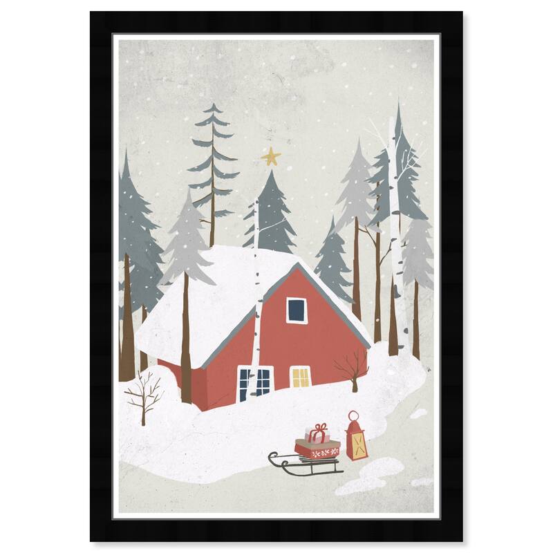 Wynwood Studio Prints Holiday and Seasonal Holiday Getaway Sled Red and Maroon Farmhouse Wall Art Canvas Print