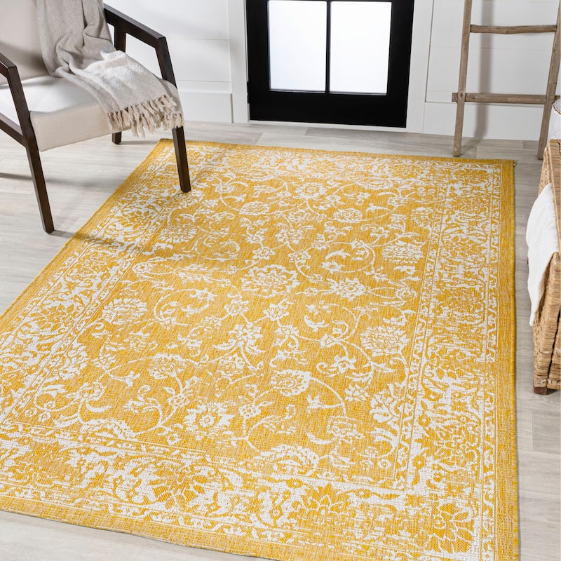 JONATHAN Y Sinjuri Bohemian Textured Weave Floral Indoor/Outdoor Area Rug