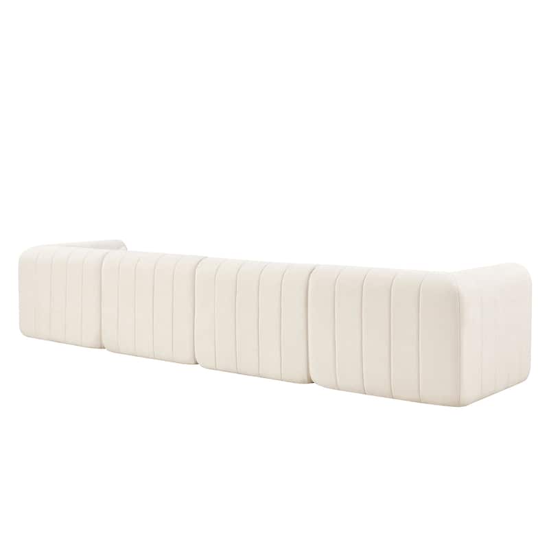 Christopher Knight Home - Modular Polyester Upholstered Sectional Sofa with 4-Piece Compressed Sponge - 145.5"