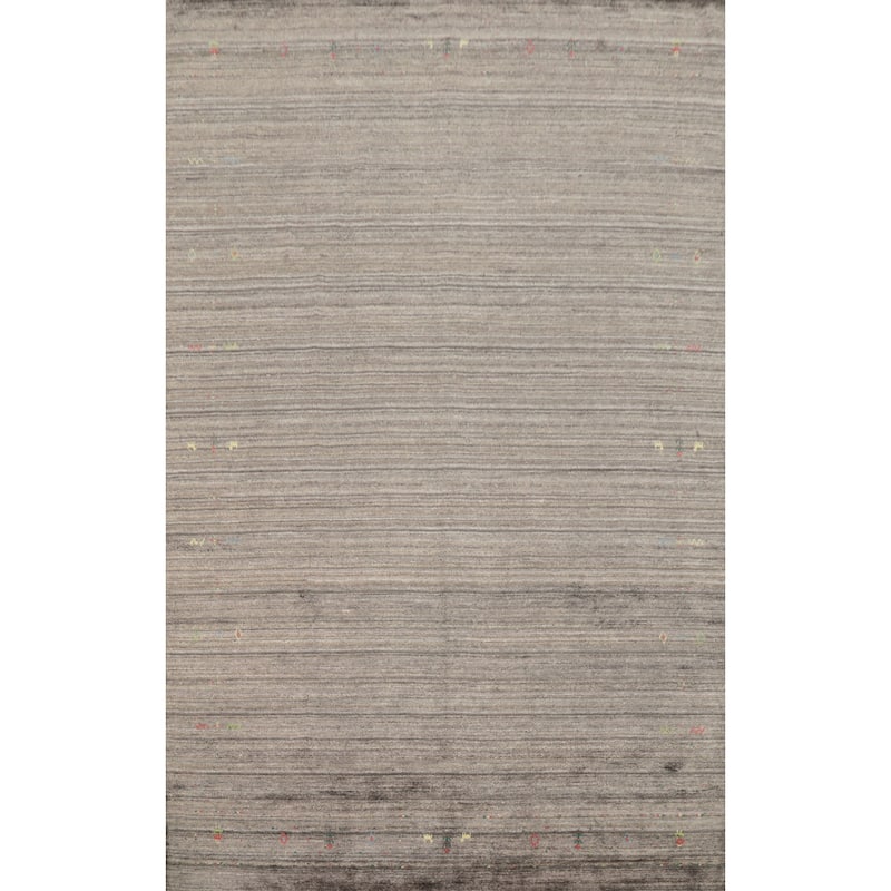 Hand Knotted Oriental Viscose Silk Carpet Tribal Animal Pictorial Greys & Charcoal Gabbeh Area Rug - 11' 7'' X 8' 0''