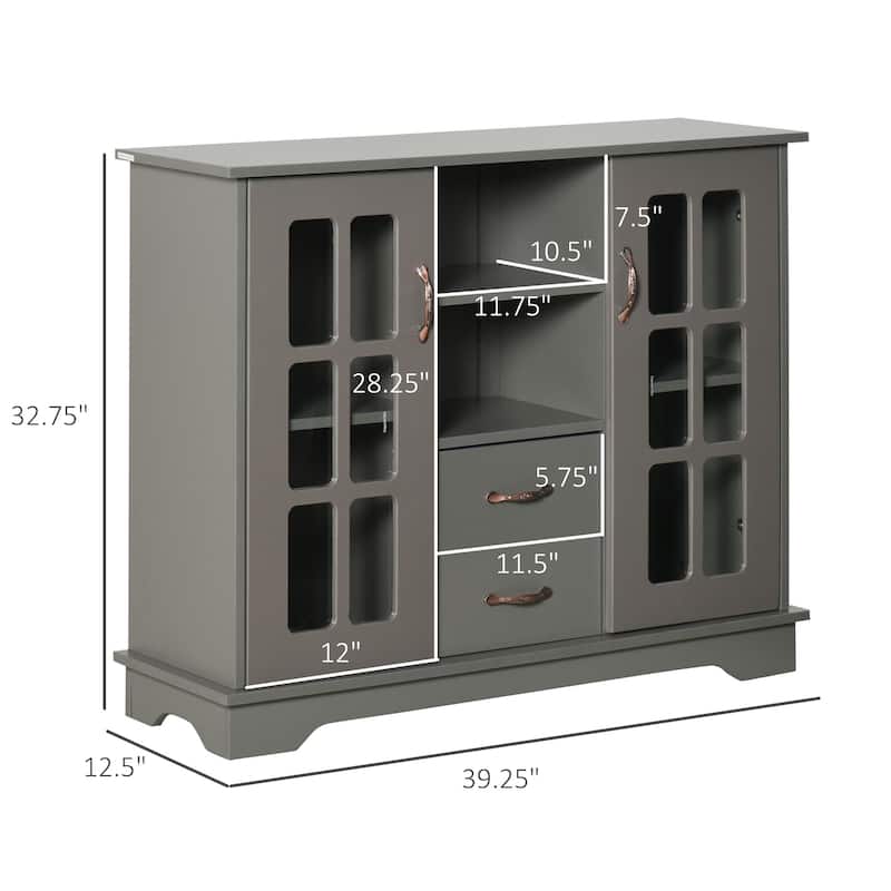 HOMCOM Modern Sideboard Storage Console Cabinet with Glass Door and Drawer for Kitchen, Living & Dining Room