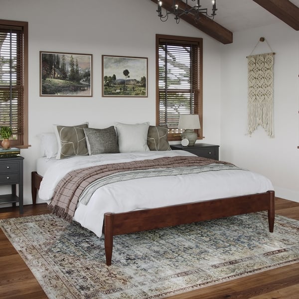 Basic Platform Queen Bed Frame in Walnut