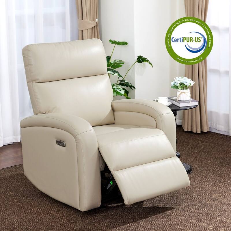 Zero Wall Recliner Chair, Power Recliner with USB & Type-C Dual Charge Ports, for Small Space, Living Room - White