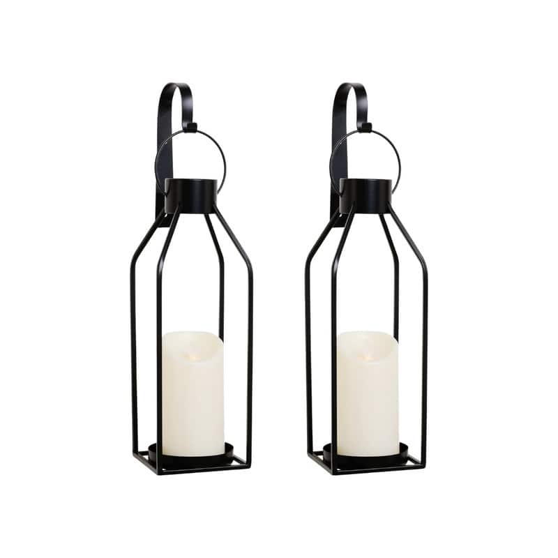 2 Pack christmas decor black holder candle metal wall sconces