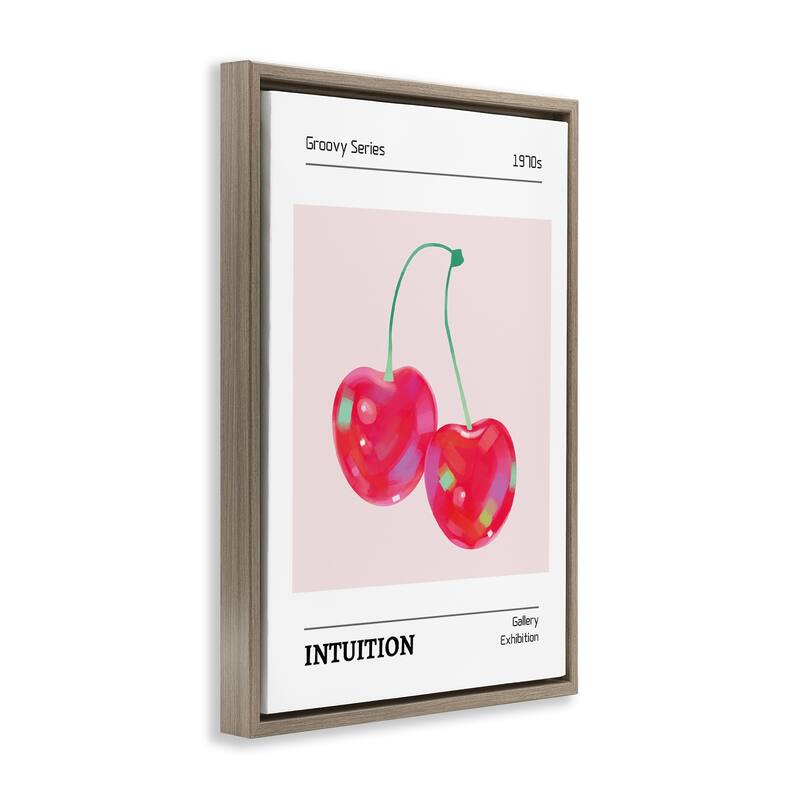 Stupell Intuition Phrase Cherries Framed Floater Canvas Wall Art Design By LSR Design Studio