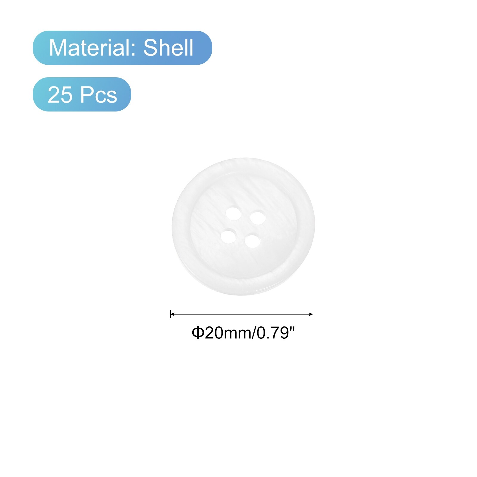 Natural Shell Buttons, Mother of Pearl Button Sewing Craft Button for Shirt Sewing DIY Crafts Decoration - White