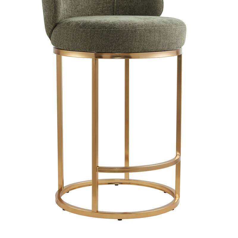 Spruce & Spring Chloe Upholstered Swivel Counter Bar Stool with Metal Frame and Arched Back