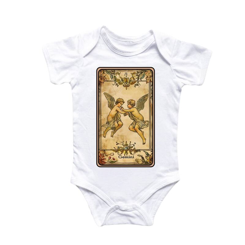 Gemini Tarot Zodiac - Baby Boy Girl Clothes Infant Bodysuit Funny Cute Newborn - Natural - Newborn