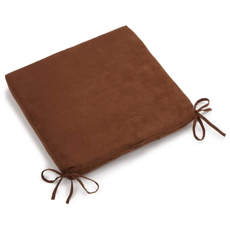 20-inch by 19-inch Microsuede Chair Cushion with Ties (Set of 1, 2, or 4) - Single - Chocolate