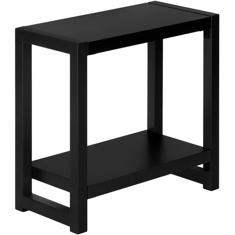 I 2081 Accent Table, Side, End, Narrow, Small, 2 Tier, Living Room, Bedroom, Metal, Laminate, Black, Contemporary, Modern