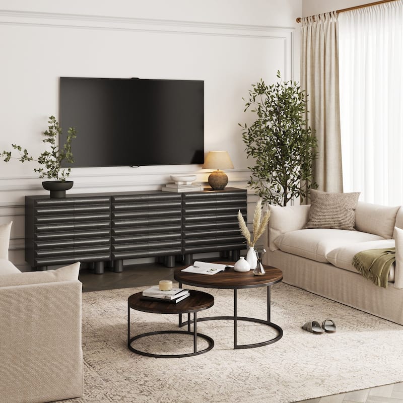 Kendra Modern Accent Cabinet with Sculpted Door, Black Contemporary Kitchen Storage Cabinet