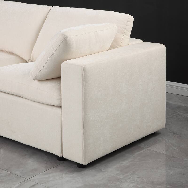 3-Piece Chenille Modular Sectional Sofa Set with Armless and Corner Chairs