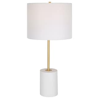 Contemporary White Table Lamp with Round Hardback Shade - 13"D x 13"W x 27.5"H