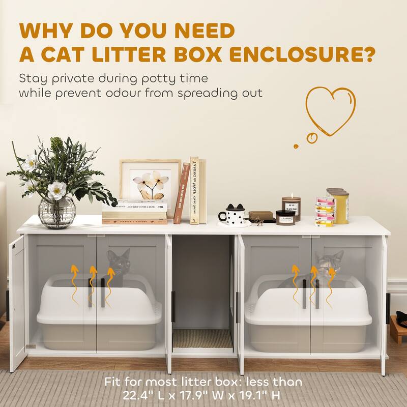 Multifunctional Cat House Wooden Litter Box Enclosure