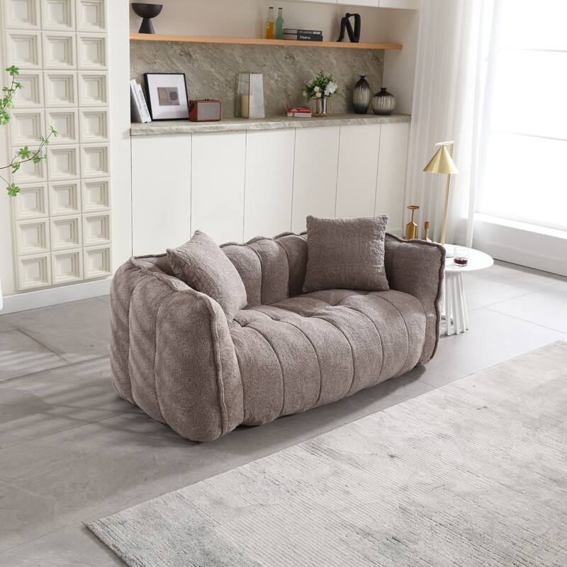 66-Inch Chenille Upholstered Loveseat with Pillows