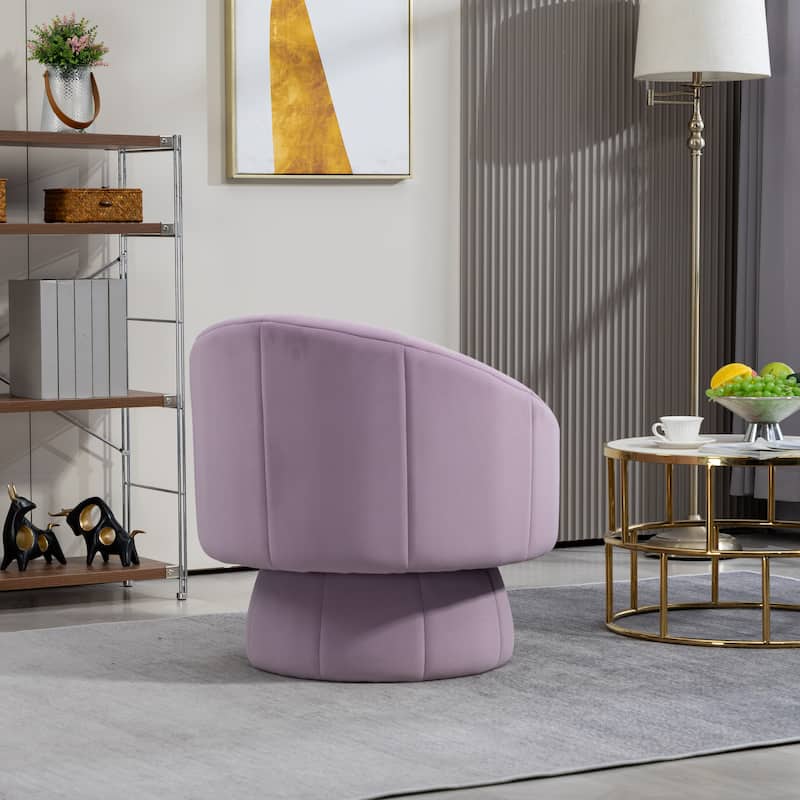 Modern 28.75" Velvet Upholstered 360° Swivel Accent Chair with Wood Frame and Waist Cushion