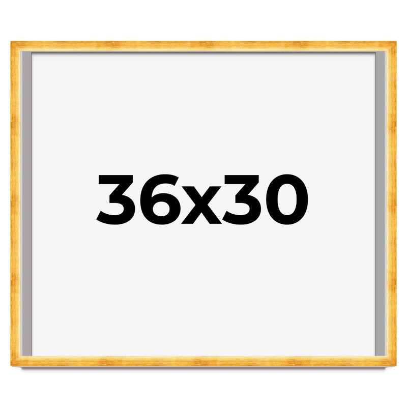 36x30 Shadow Box Frame Gold | 1.625 Inches Deep Real Wood Traditional