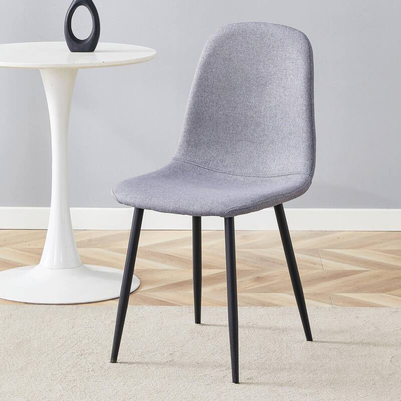 Linen Dining Chair Set of 4 Armless Dining Chair with Metal Legs Kitchen Chair with Round Back Interior Side Chair