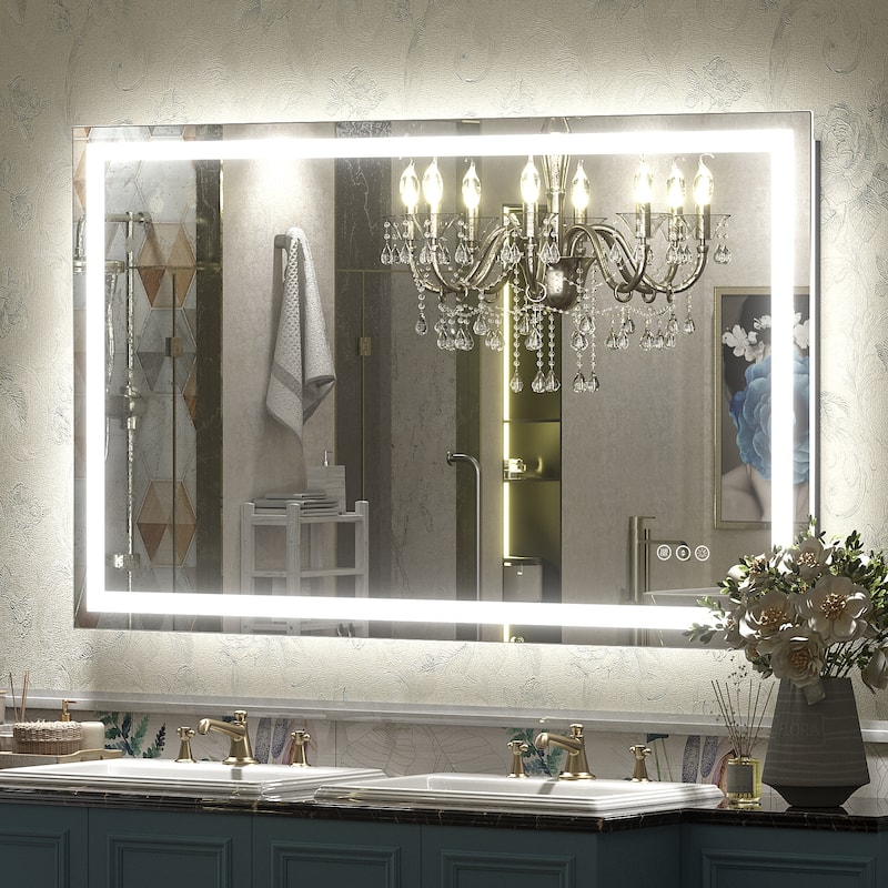 KIOTEE Super Bright Anti-fog LED Bathroom Mirror with Backlit and Front Lighting 3-Year Warranty - 48x28