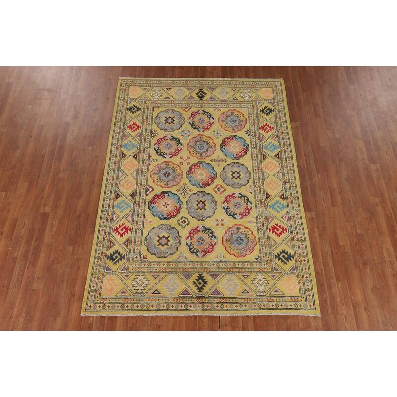 Geometric Kazak Oriental Area Rug Bedroom Handmade Wool Carpet - 5'9" x 8'0"
