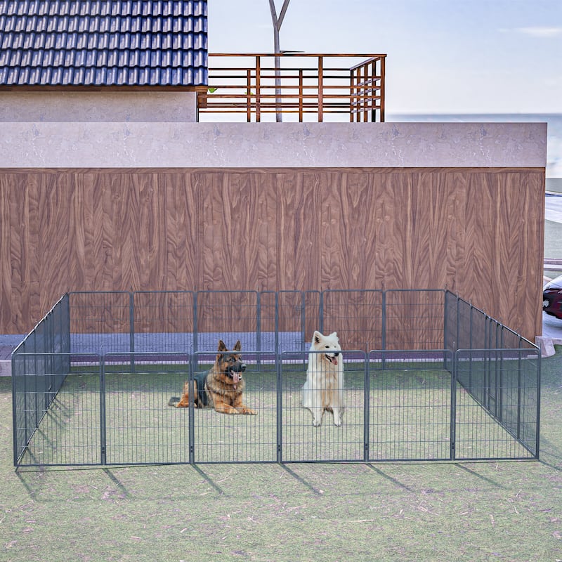 Foldable Dog Playpen - 24-Panel Pet Fence with Lockable Door for All Dog Sizes, Ideal for Outdoor, RV & Camping - 40"H x 32" W