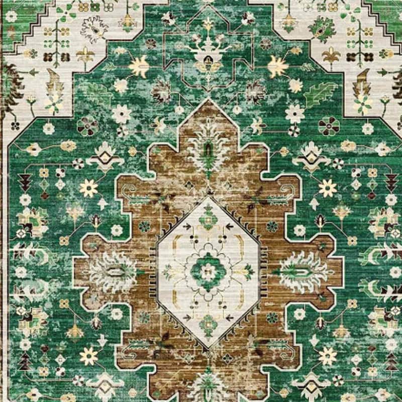 HomeRoots Medallion Traditional Rectangle Area Rug