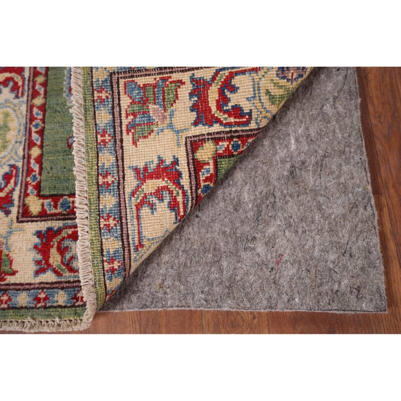 Green Geometric Kazak Foyer Rug Hand-Knotted Wool Carpet - 2'0" x 2'8"