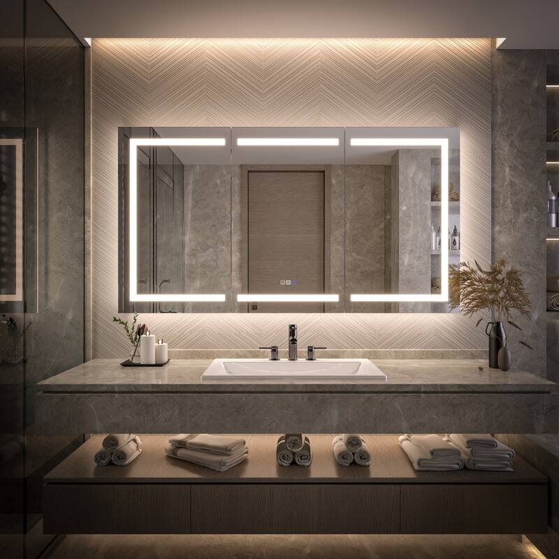 Modland 48"-72"W x 36"H Lighted Bathroom Medicine Cabinet with Backlit & Frontlit Modes,Anti-Fog