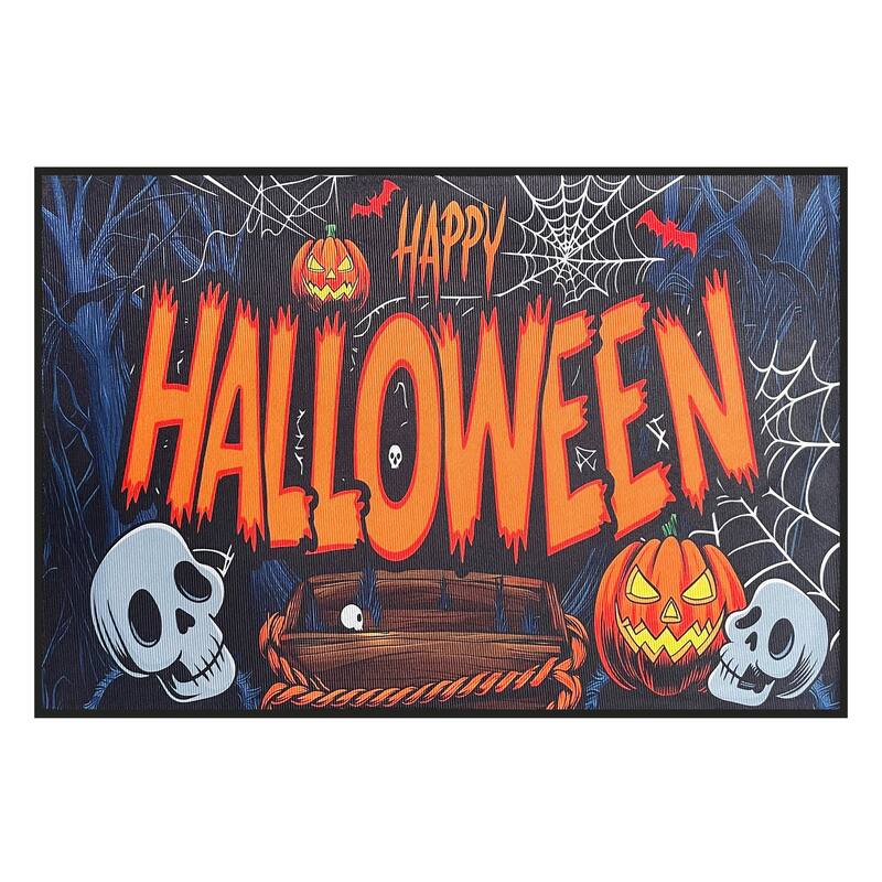 31" x 19" - Halloween Orange Black Non-Slip Washable Low Pile Kitchen Mat Entrance Door Mat