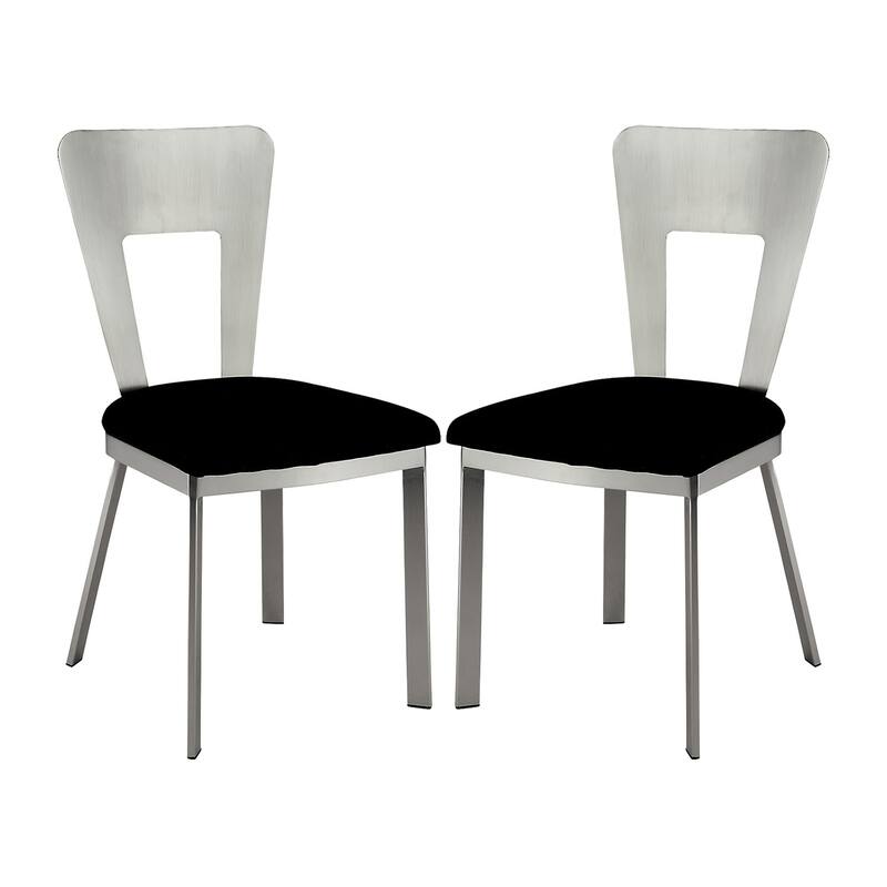 Set of 2 Microfiber and Metal Side Chairs