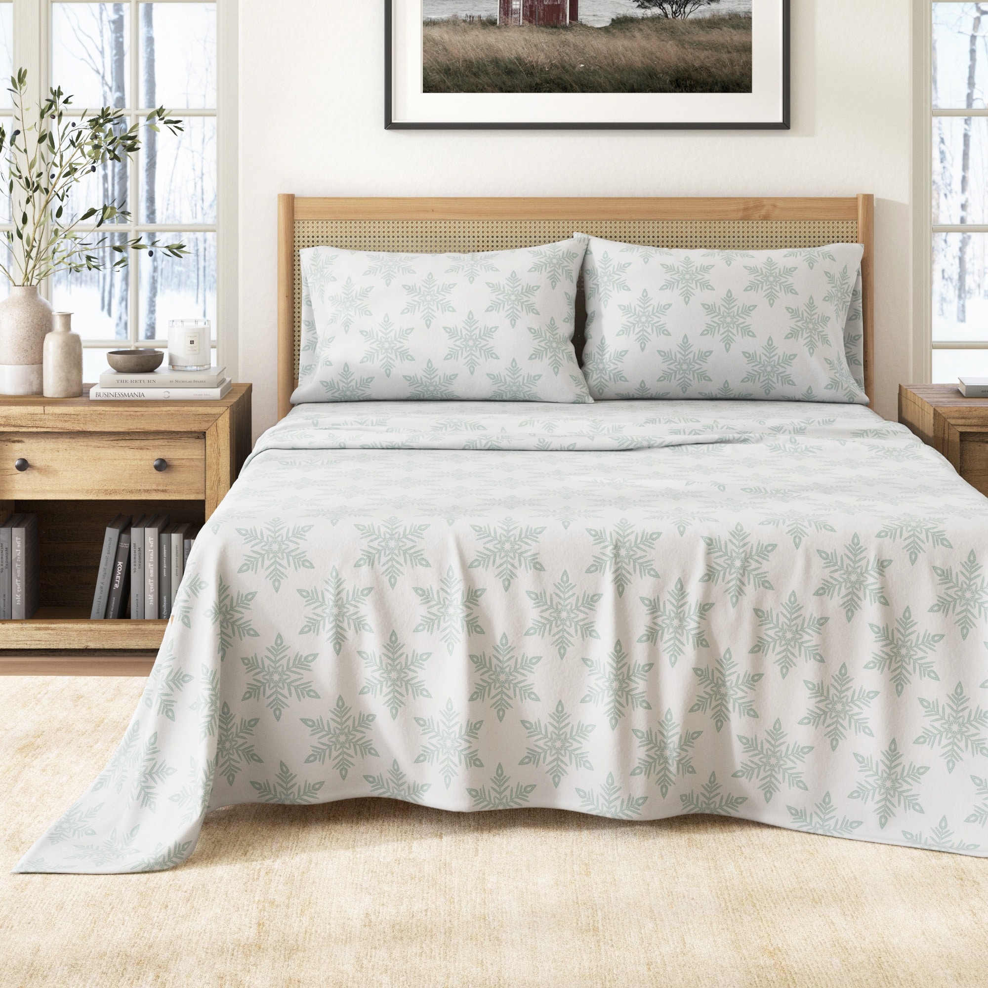Linery & Co. Turkish Cotton Double-Brushed Printed Flannel Bed Sheet Set